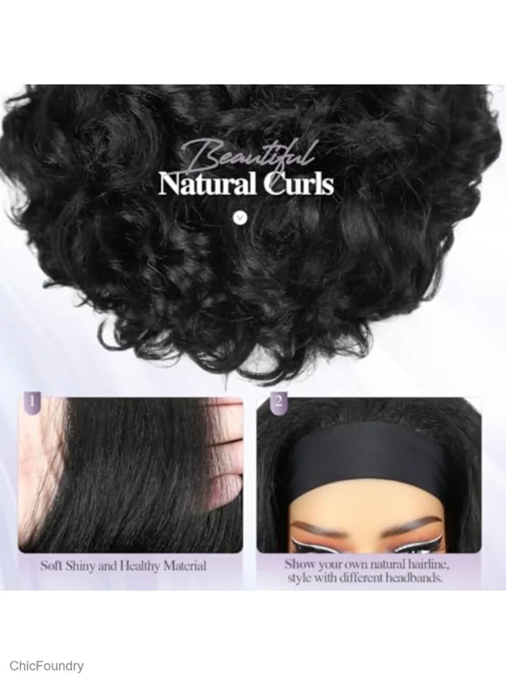 Headband Wig for Black Women, Glueless Half Wavy Synthetic Wig Heat Resistant